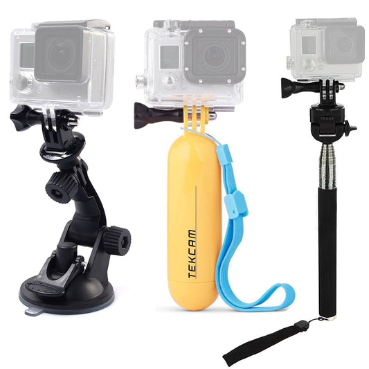 Action Camera Accessories Kit Compatible with Gopro Hero 13 12 11 10 9 8/AKASO EK7000/Brave 4/Brave 7 LE/DJI Osmo Action 5 pro/ODDV/Sjcam/Icefox, Selfie Stick Suction Cup Mount Floating Handle Grip