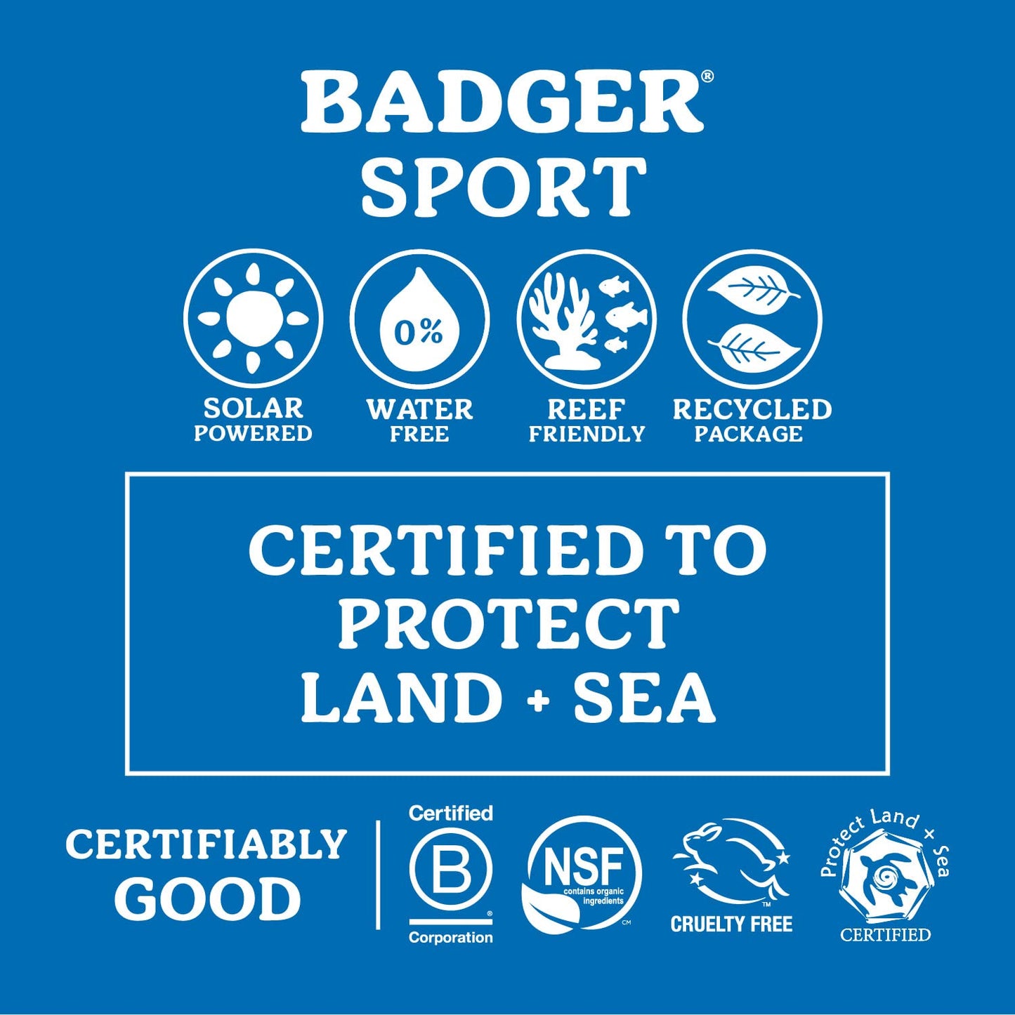 Badger Reef Safe Sunscreen, Unscented SPF 40 Sport Mineral Sunscreen, 98% Organic, Water Resistant Zinc, Approved for Hawaii & Mexico Reefs, 2.9 fl oz