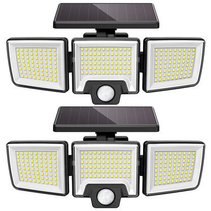 CLAONER Solar Lights Outdoor, Upgraded 216 LED Motion Sensor Security Light with 360° Wide Lighting Angle, Easy to Install, IP65 Waterproof Durable Solar Powered Flood Lights for Outside 2 Pack