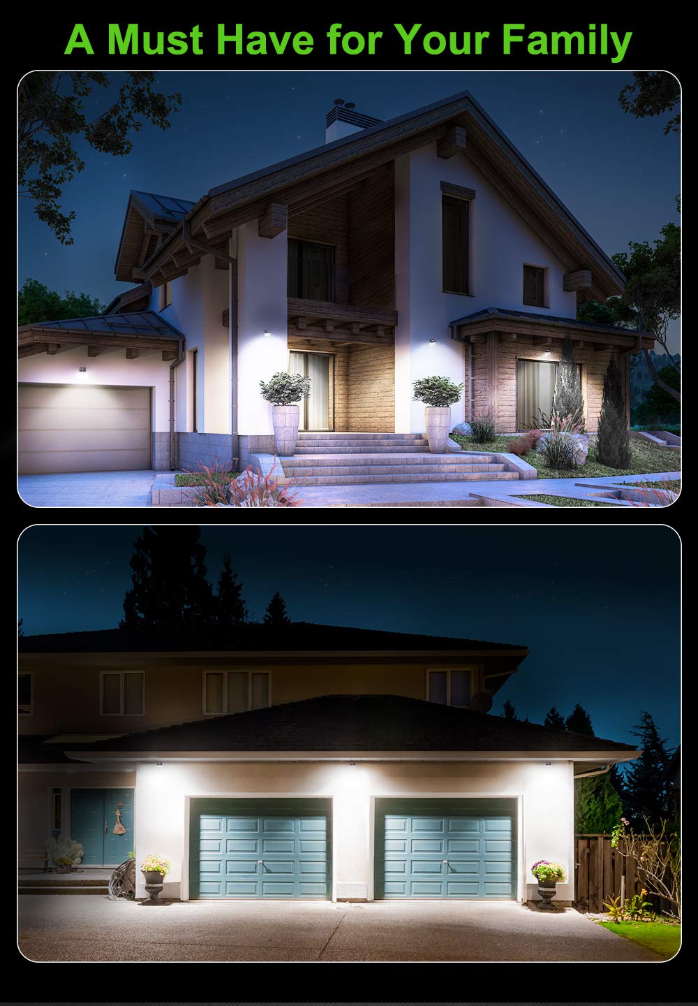 CLAONER Solar Powered Lights Outdoor, Upgraded Wireless 270° IP65 Solar Motion Sensor Security/Wall Light for Front Door, Yard, Garage, Garden, Fence, Cool White (2 Pack)