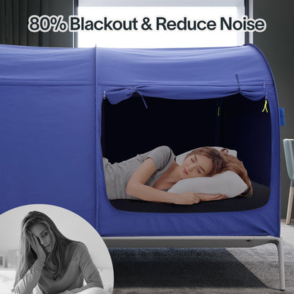 LEEDOR Bed Tent Dream Tents Bed Canopy Shelter Cabin Indoor Privacy Warm Breathable Pop Up Twin Size for Kids and Adult Patent Pending Navy(Mattress Not Included)