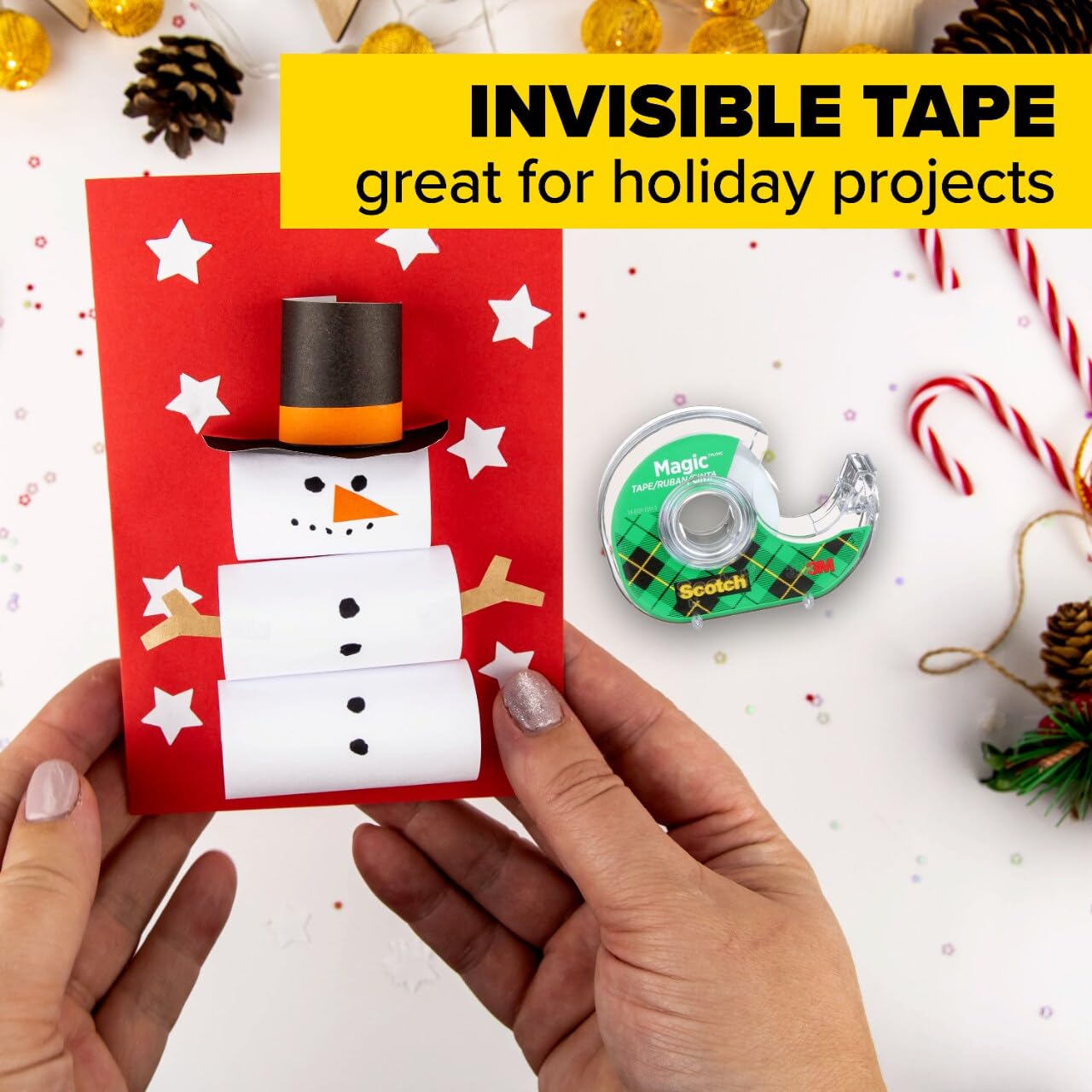 Scotch Magic Tape, Invisible, Repair Christmas Cards and Use as Holiday Gift Wrap Supplies for Christmas, 6 Tape Rolls with Dispensers
