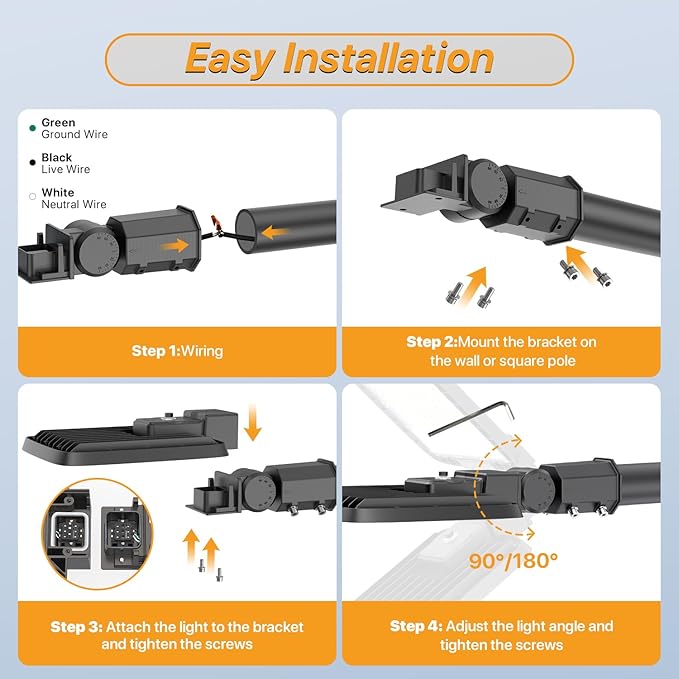 150W Led Parking Lot Lights with Dusk to Dawn Photocell 120V Slip Fitter Pole Mount Lights 5000K Outdoor IP65 Waterproof Commercial Street Area Lighting for Parking Lot, Barn, Church 2Pack