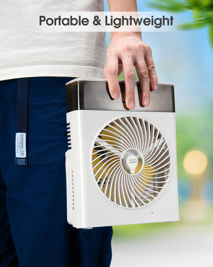 JINLICTE Portable Misting Fan, 8000mAh 8-Inch Rechargeable Water Cooling Mist Fan with 600mL Water Tank, Quiet USB Battery Powered, Perfect for Camping Home Outside Office Travel