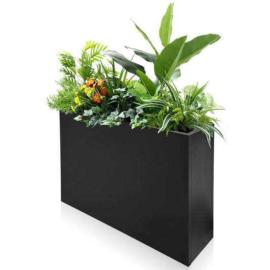 Srehloe Metal Planter Box for Outdoor Plants 38" x 10" x 30" Large Rectangular Planter Cube Steel Heavy Duty Flower Pot with Insert Shelf and Drainage Holes Suitable for Patio Yard Garden Porch Hotel