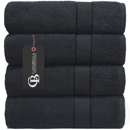 Casabella Pack of 2 Large Jumbo Bath Sheets 100% Egyptian Combed Cotton Big Beautiful Towels_Black_2pcs