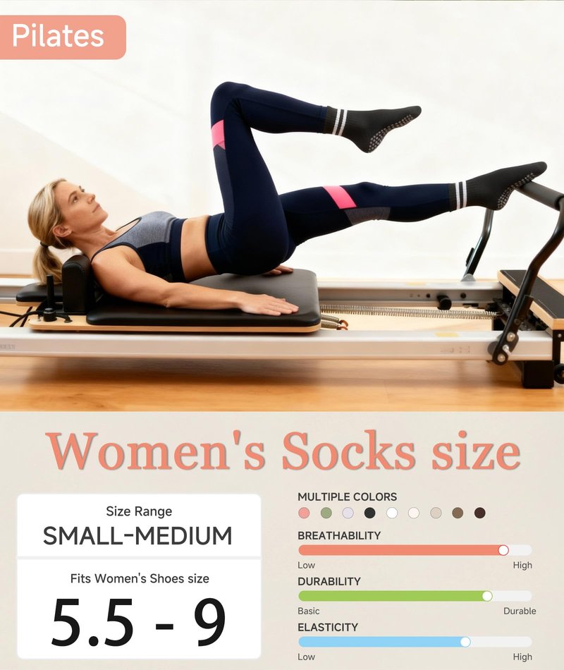 Mancreda Pilates Socks for Women with Non-Slip Grips 84% Cotton Yoga Socks for Barre, Hospital & Barefoot - One Size Fits Most (3 Pairs,JD)
