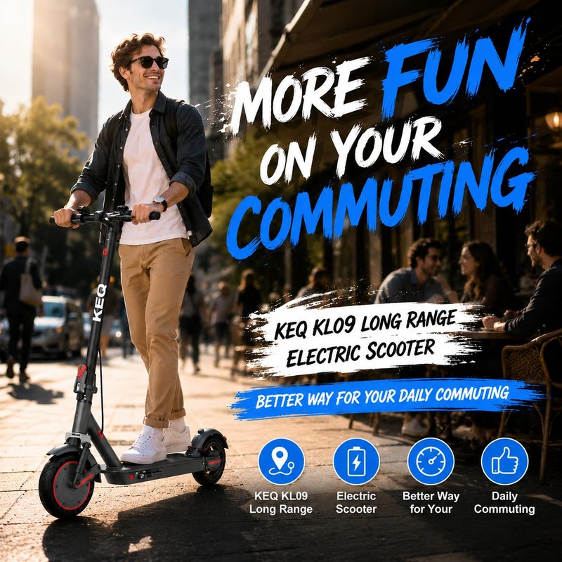 KEQ Electric Scooter Adults 10" Tires,22Mph 500W Motor 30 Miles Range Dual Suspension Shock Absorption Dual Braking System Portable & Foldable E Scooter for Travel and Campus Use