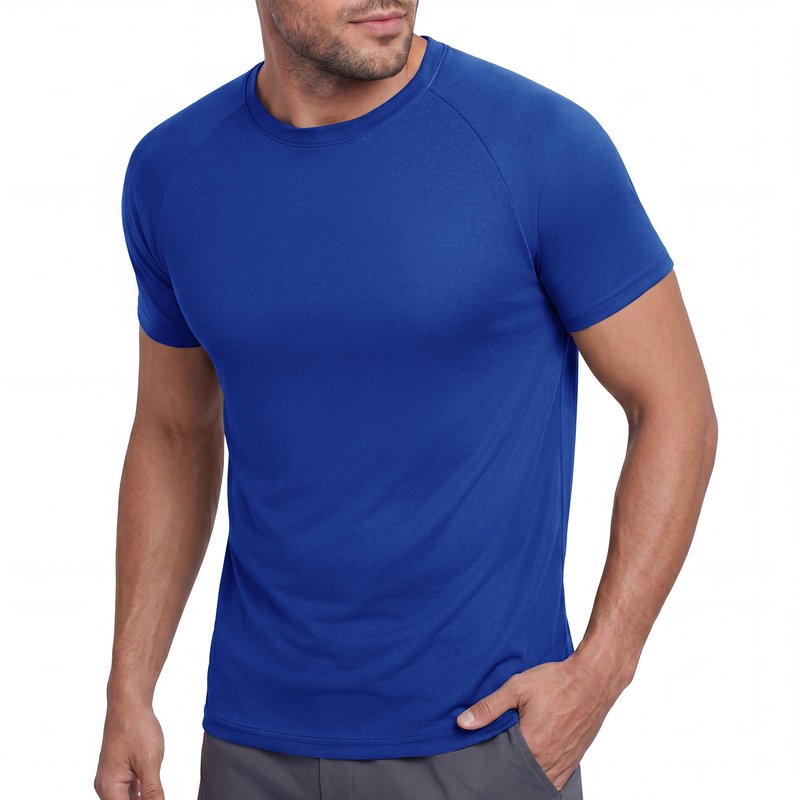 BOOJO Workout Mens Shirts - Casual Royal Blue Quick Dry Moisture Wicking T-Shirts Crew Neck Short Sleeve for Gym Athletic Running