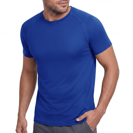 BOOJO Workout Mens Shirts - Casual Royal Blue Quick Dry Moisture Wicking T-Shirts Crew Neck Short Sleeve for Gym Athletic Running