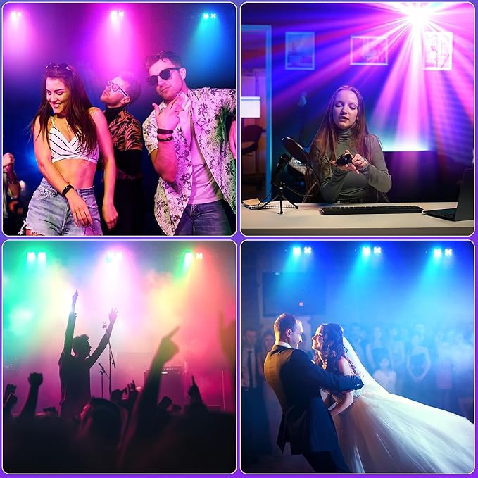 80W Dj Lights with Stand,7 in 1 Party Light Dj Disco Lights Sound Activated DMX Wireless Control with Rotating Ball,Strobe,UV,Colorful Effect for Stage KTV Band Wedding with Carry Bag (Black, 1)