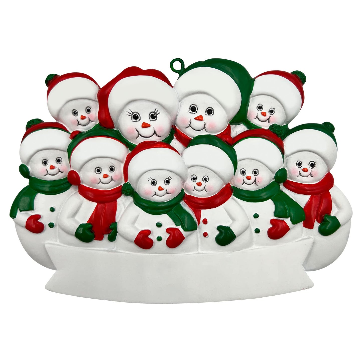 Family 10 Christmas Ornament Personalized, Family Ornament Snowman Ten