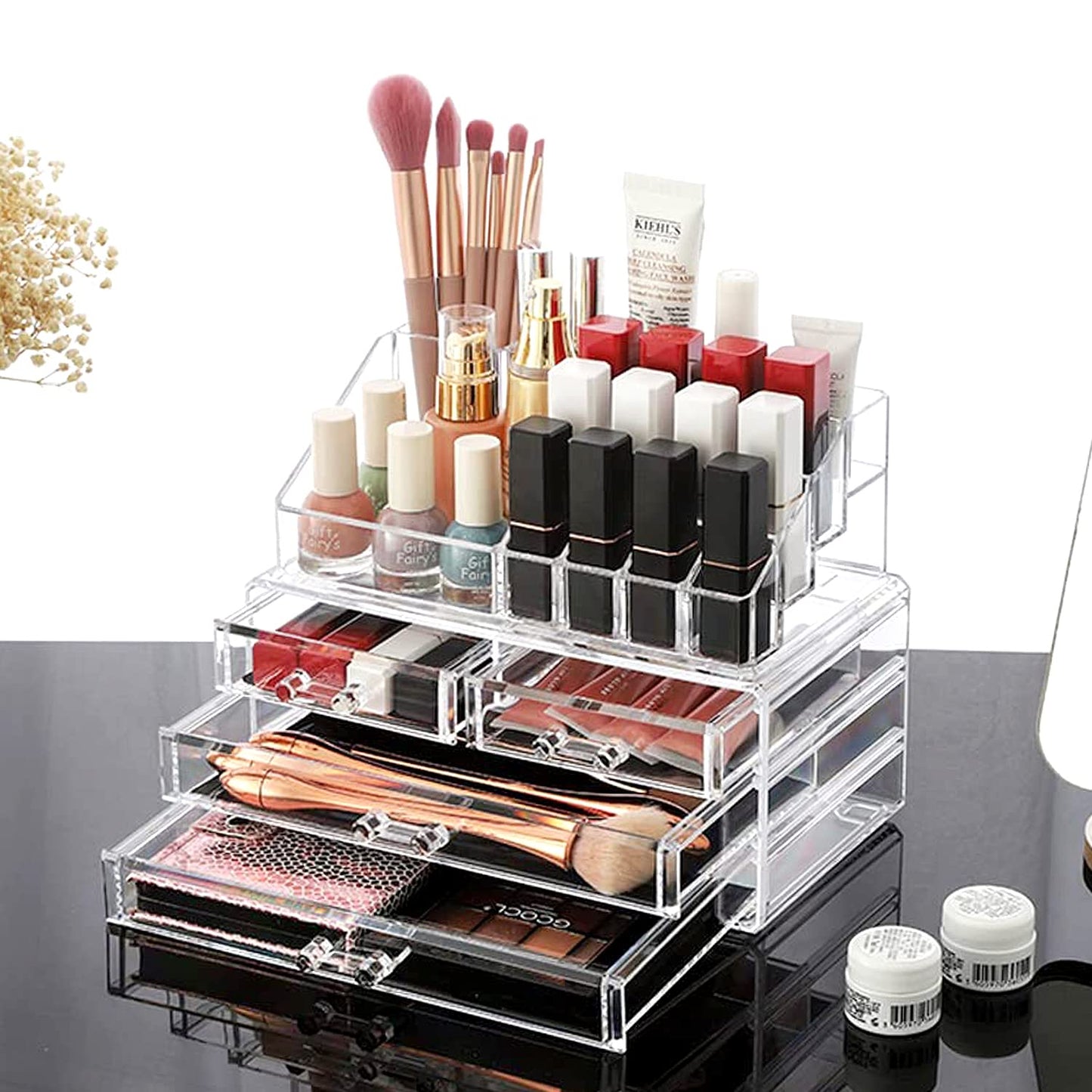 Home and Garden Products Cosmetic Organiser Drawers Clear Acrylic Jewellery Box Makeup Storage Case