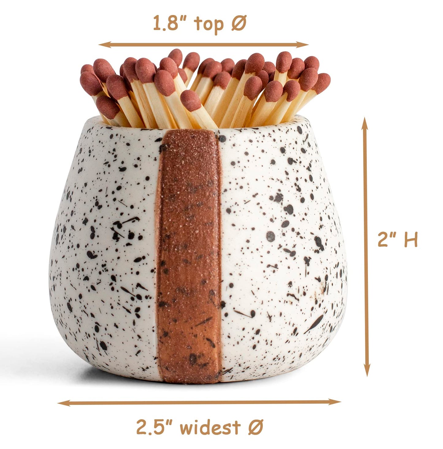 Ceramic Match Holders with Striker - Set of 2 - Decorative Modern Home Decor Gifts - Mantel Decorations - Matches NOT included