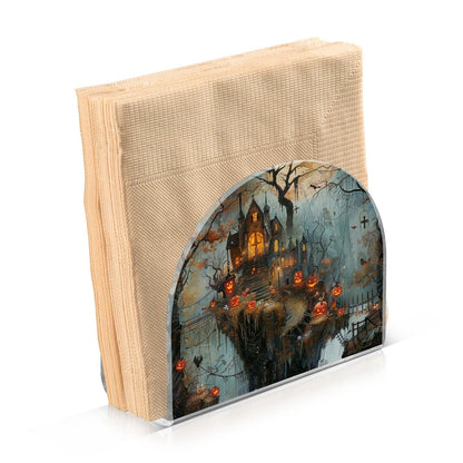 Qilmy Halloween Haunted House Napkin Holder for Tables – Napkin Holders for Kitchen, Table Napkin Holders, Cocktail Napkin Holder,Paper Napkins Holder