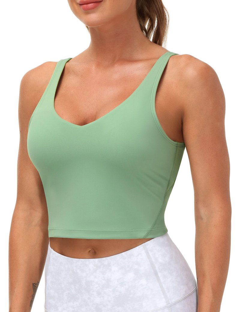 Women’s Longline Sports Bra Wirefree Padded Medium Support Yoga Bras Gym Running Workout Tank Tops (Light Green, Small, s)