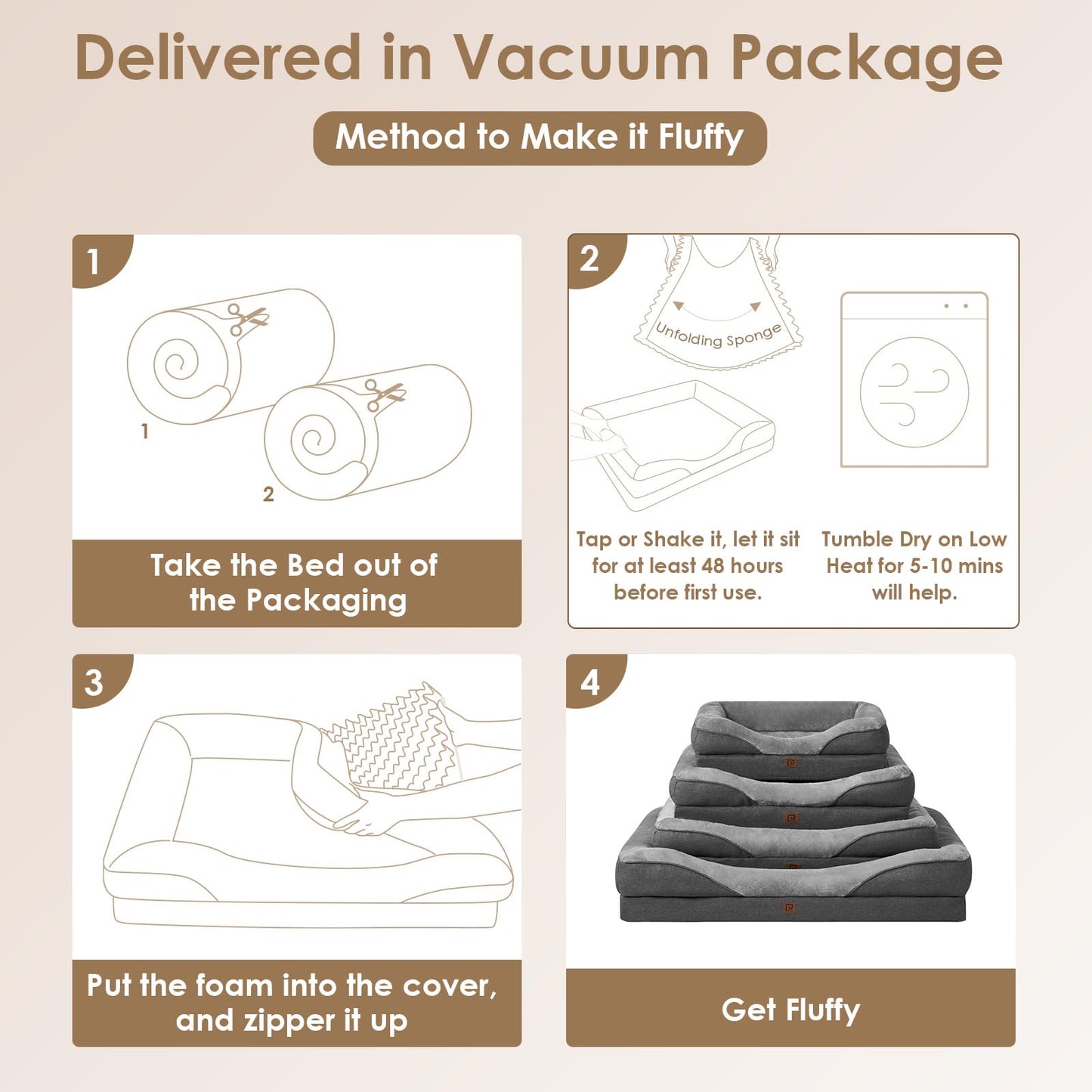 EHEYCIGA Memory Foam Dog Beds Large, Orthopedic Dog Beds Sofa with Sides and Waterproof Liner, Pet Couch with Washable Removable Cover and Non-Slip Bottom, 91x68x17cm, Dark Grey
