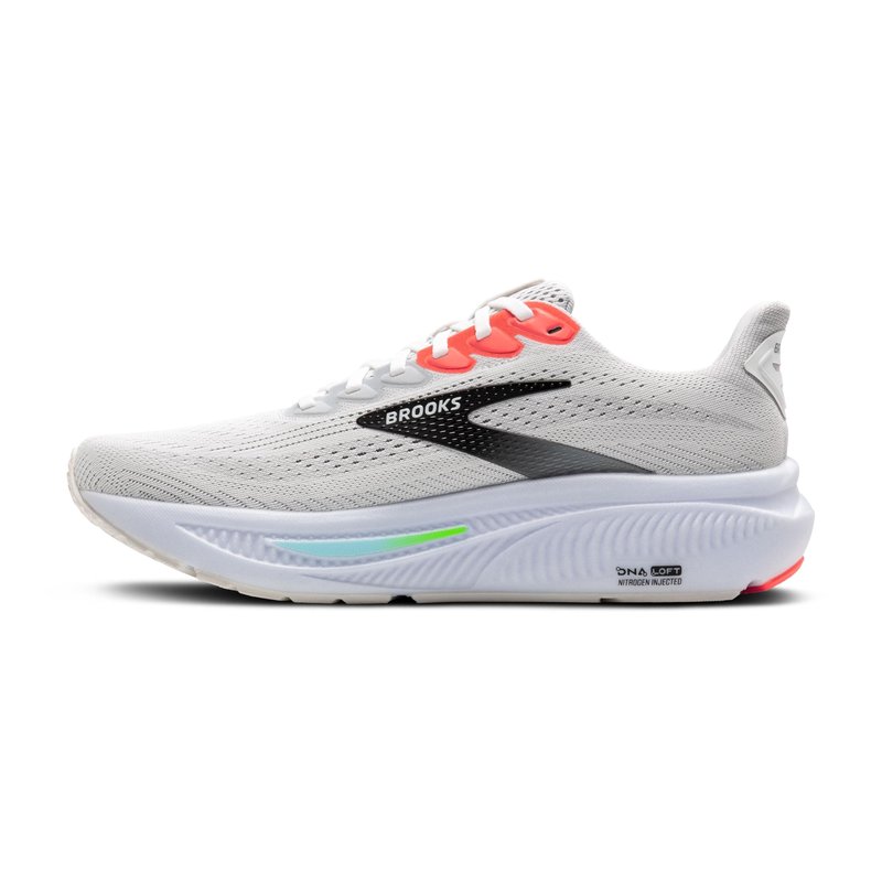 Brooks Men’s Ghost 17 Neutral Running Shoe - White/Pink Clay/Gecko - 14 Medium