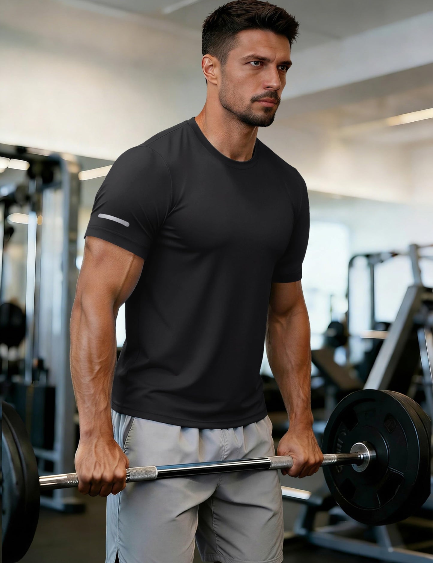 MAGCOMSEN Short Sleeve Shirts for Men Workout Dry Fit Sun Protection Moisture Wicking Shirt Gym Athletic Running Tshirt Rash Guard Black XL