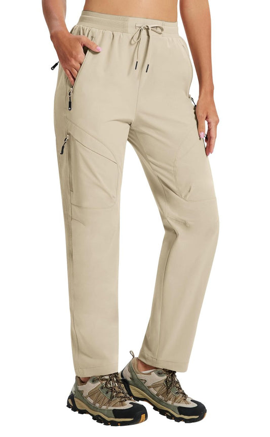 AIRIKE Women's Hiking Cargo Pants Lightweight Quick Dry Fishing Camping Travel Work Pant with 5 Pockets Khaki M