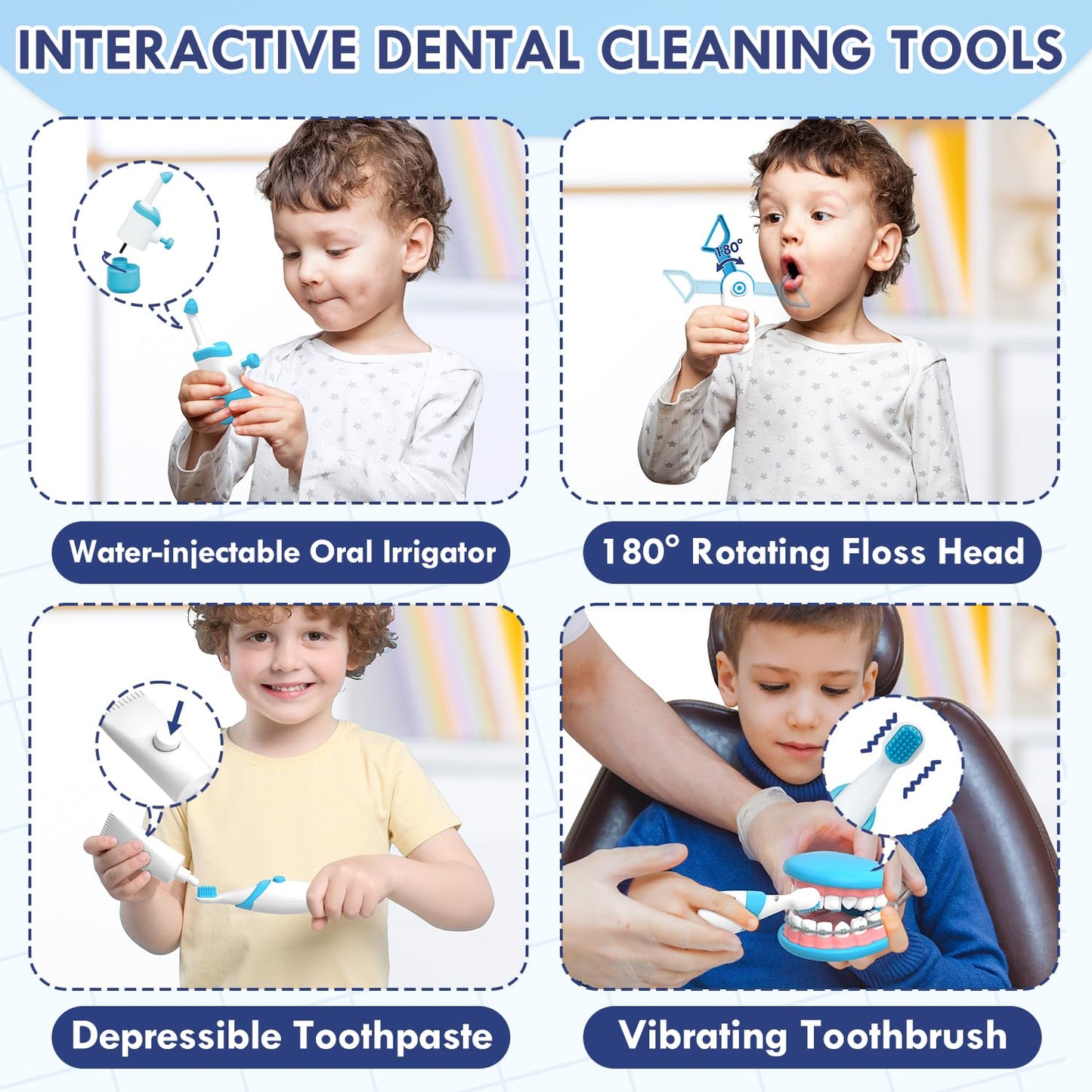 Lehoo Castle Doctors Set for Kids, Dentist Toys for Kids, Role Play Toys for 3+ Year Old Girls, Doctors Kit Gifts for 3-8 Year Old Toddlers(Blue)
