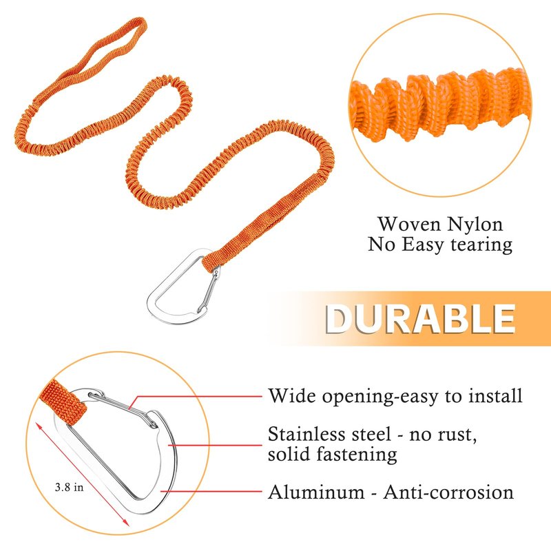 NVAAV 1/2/4 Pack Kayak Paddle Board Tether Leash Stretchable Strap Lanyard Rope, 3.3-7 Feet with Carabiner for SUP Kayaking Boating Canoeing Fishing Pole Rod or Other Gear
