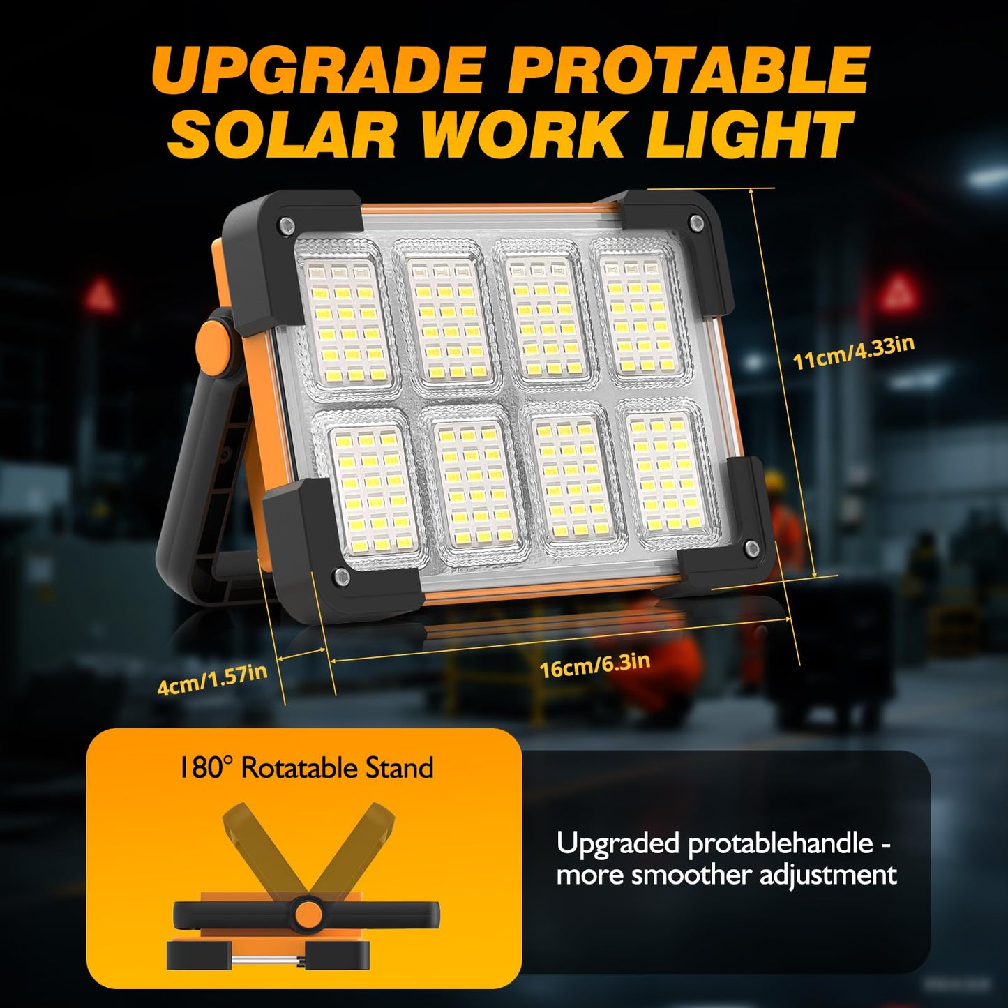 LED Rechargeable Work Light, LED Spot Light with USB Port, Portable Floodlight with 4 Modes, Security Lights Waterproof for Fishing, Hiking, Repairing, Emergency
