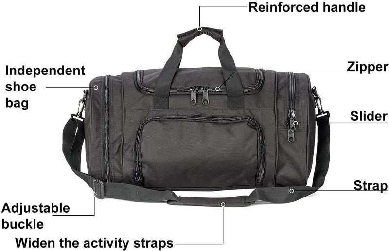 Miramrax Gym Bag Duffle Bags for Men Women with Shoes Compartment Sport Weekend Travel Overnight Carry On Bag for Tactical Military Travel Work Out Bags (Black)