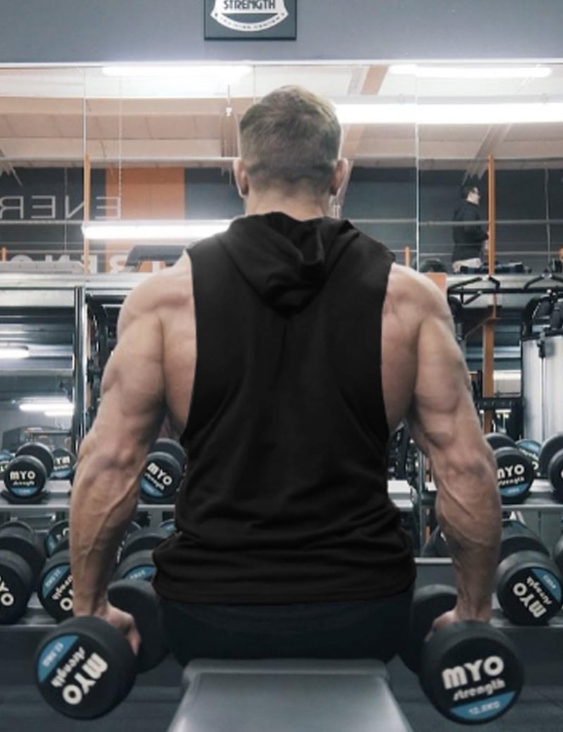 COOFANDY Men's Workout Hooded Tank Tops Bodybuilding Muscle Cut Off T Shirt Sleeveless Gym Hoodies Black