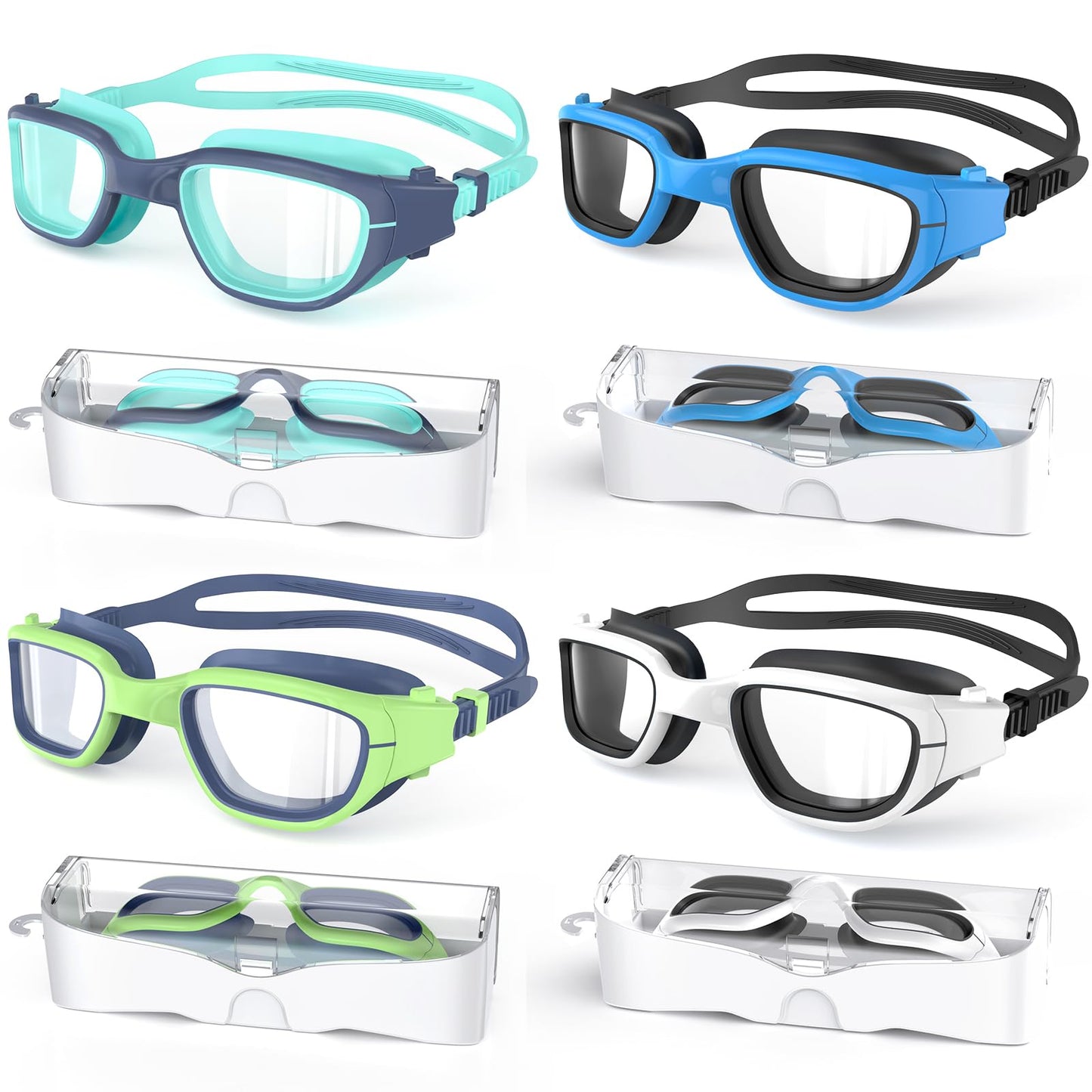 Zeligerstar Kids Swim Goggles, 4 Pack Swimming Goggles for Kids 6-14, Anti-Fog UV Protection Pool Glasses for Boys Girls Children