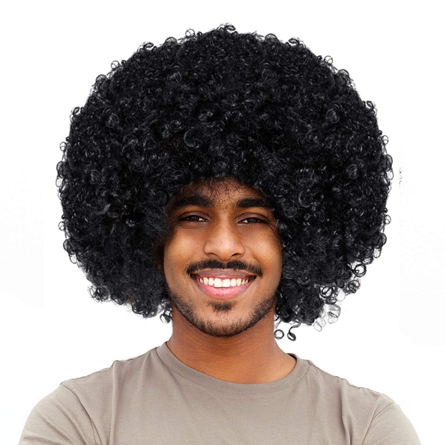 Joy Join Unisex Short Fluffy Afro Funny Wigs for Halloween,Holiday Party Clown Costume (Black)