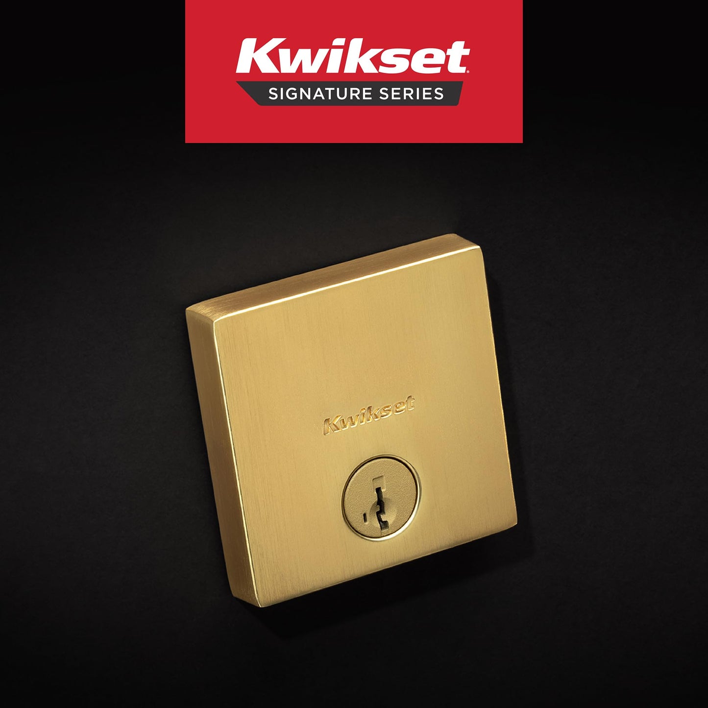 Kwikset Downtown Deadbolt Lock, Matte Black Square Exterior Keyed Front Entry Door, Pick Resistant SmartKey Rekey Security, Single Cylinder Dead Bolt, with Microban Protection