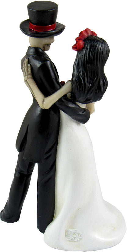 DWK - Amor Por Vida - Collectible Hand-Painted Day of The Dead Dancing Skeleton Couple Halloween Gothic Lovers Romantic Bride & Groom Figurine Wedding Statuette, 6.5-inch