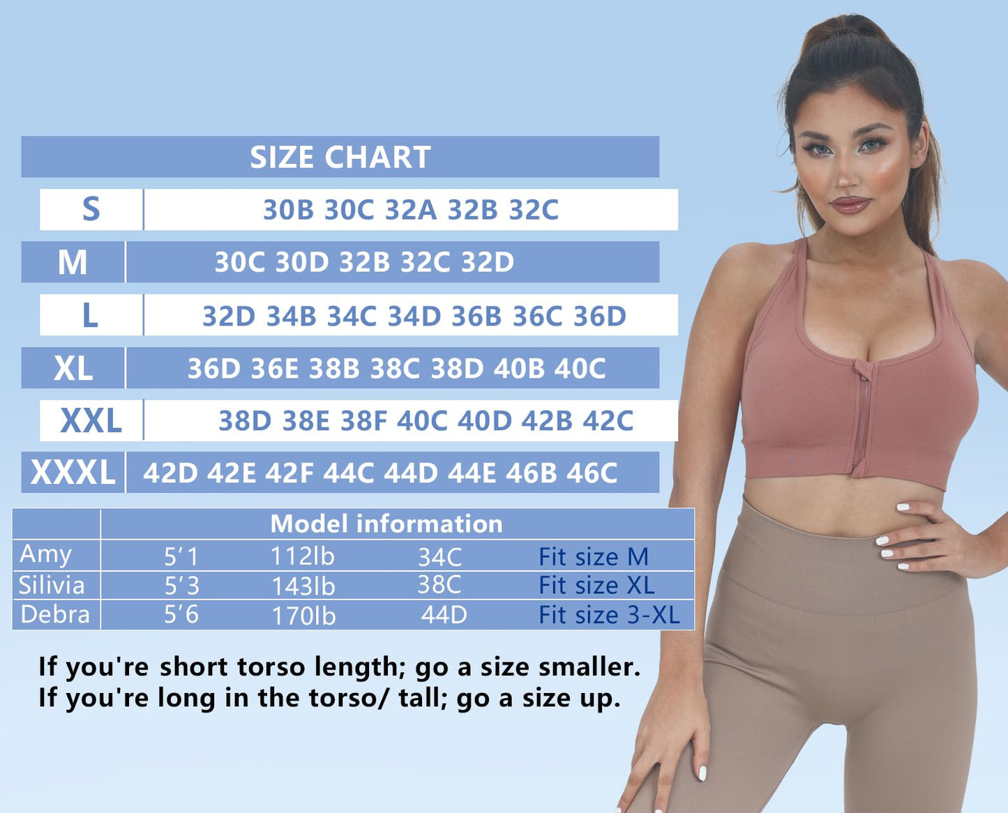 AKAMC Women's Zip Front Sport Bras,Adjustable Straps Padded Criss Cross Cropped Bras for Yoga Workout Fitness,X-Large