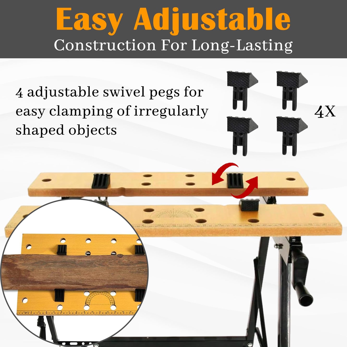 HH Home Hut Portable Folding Workbench - Versatile Woodworking Bench, Ideal for DIY Projects, Workmate Compatible - Foldable Wood Clamping Work Benches Woodwork