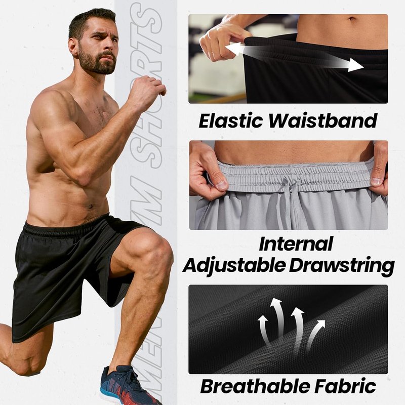 BALENNZ Athletic Shorts for Men - Quick Dry Activewear with Pockets & Elastic Waistband | Comfortable Fit