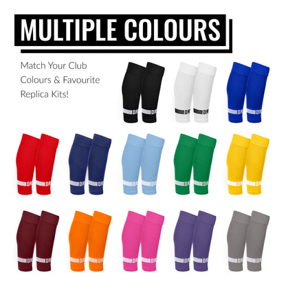 DRIPsox® Football Sock Sleeves - 3 Sizes for Kids, Men, Junior, Women (S:13C-3.5, M:4-7.5, L:8+) - Multiple Colours - 1 Pair (S) Black Football Sleeve Socks with Breathable Calf Comfort Mesh