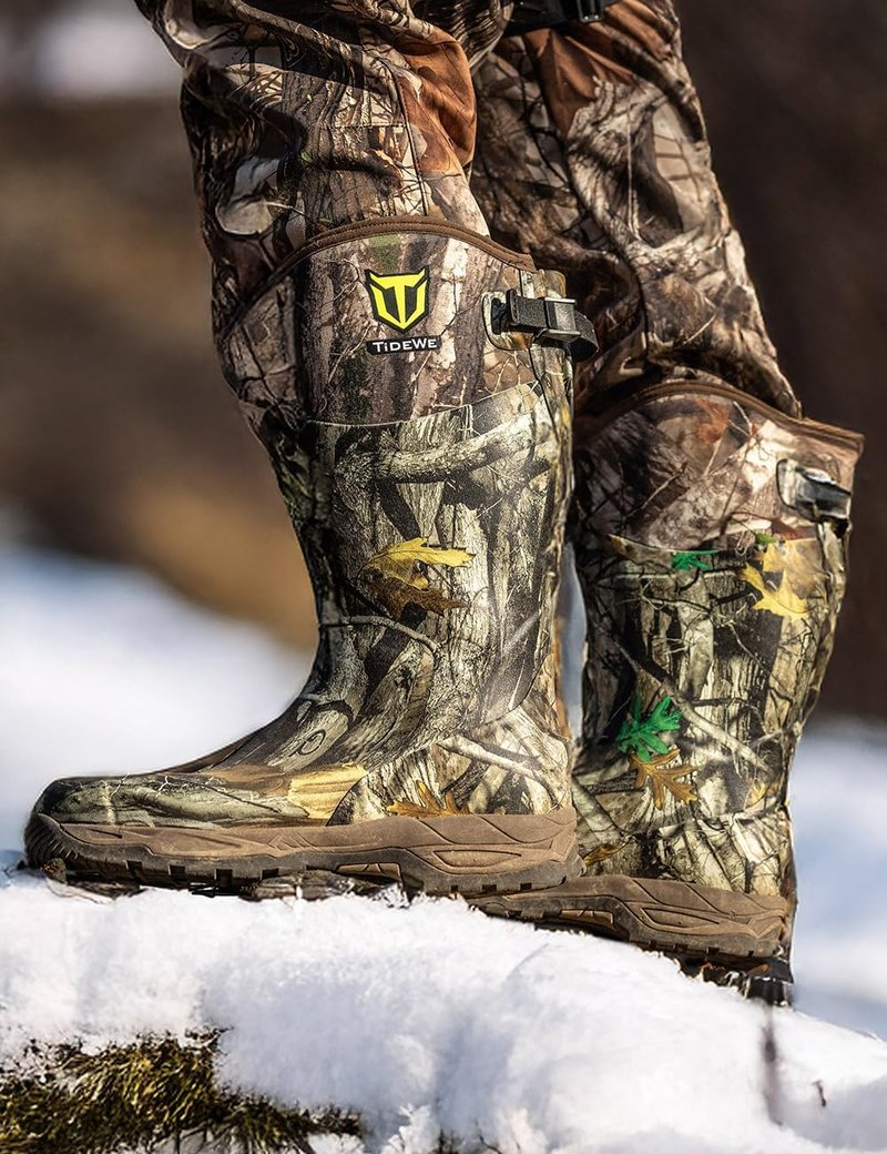 TIDEWE Waterproof Insulated Rubber Hunting Boots - 7mm Neoprene, Camo G2 | Sizes 6-14