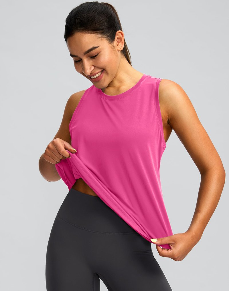 Women's Workout Tops Racerback Athletic Tank Tops Sleeveless Loose Fit Yoga Running Gym Shirts for Women(Magenta,XL)