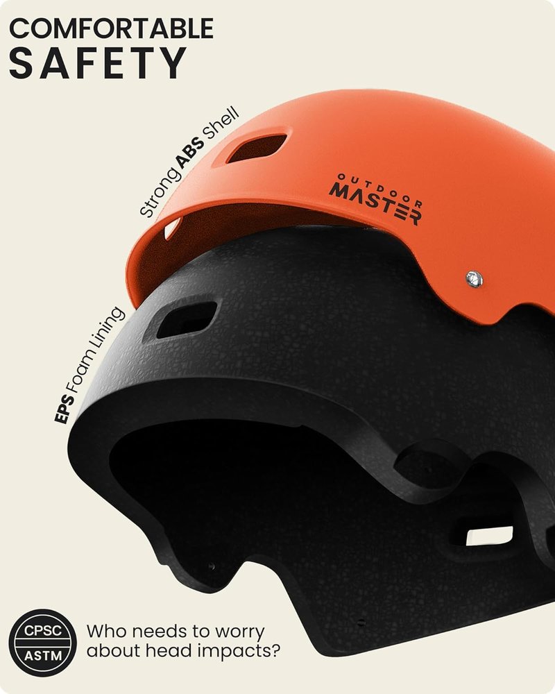 OutdoorMaster Skateboard Cycling Helmet - Multi-Sport Safety Gear for Kids & Adults | Removable Liners & Ventilation