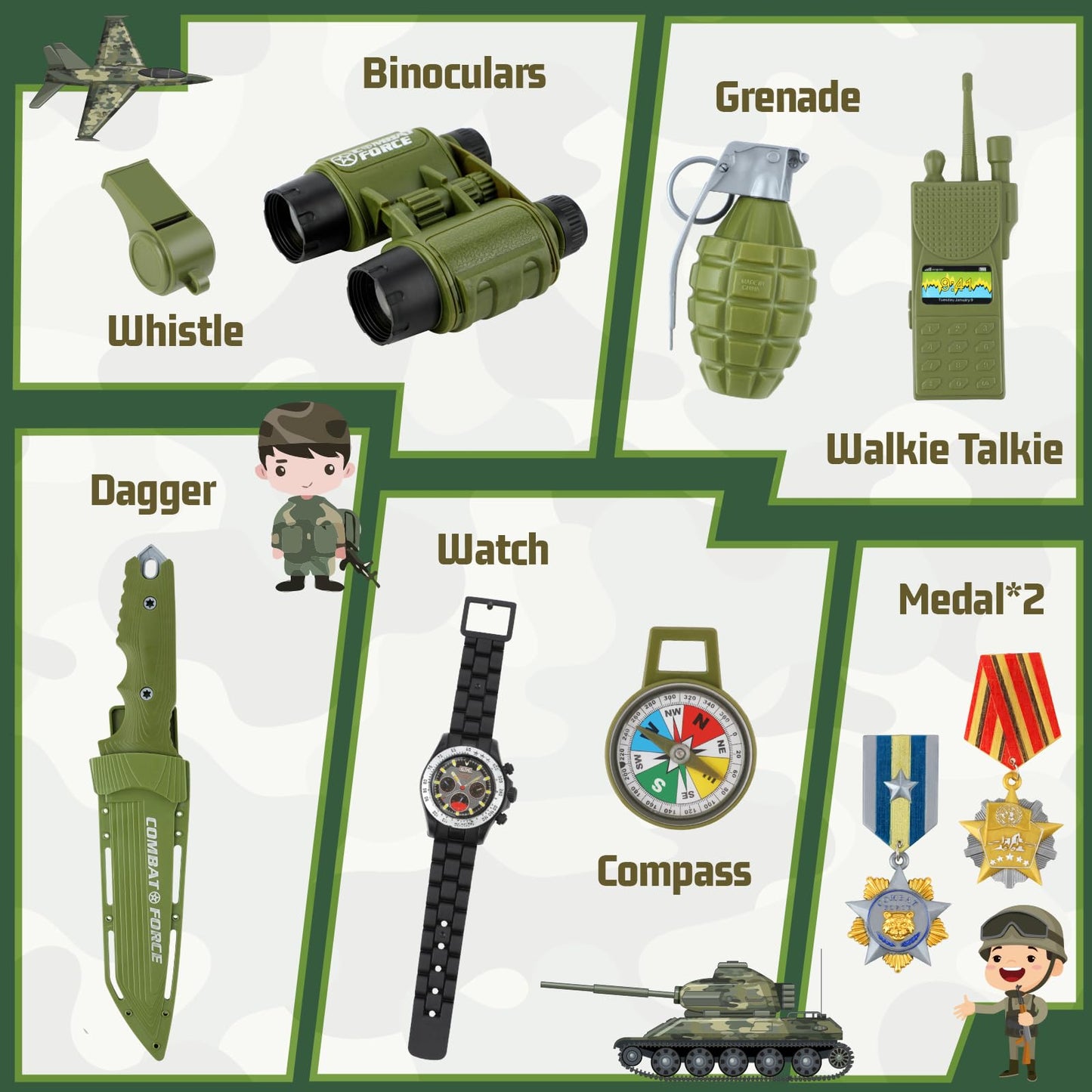 Metemot Kids Army Costume for Boys, Military Army Costume with Army Toys, Solider Boy Dress up, Halloween Costumes for Boys…