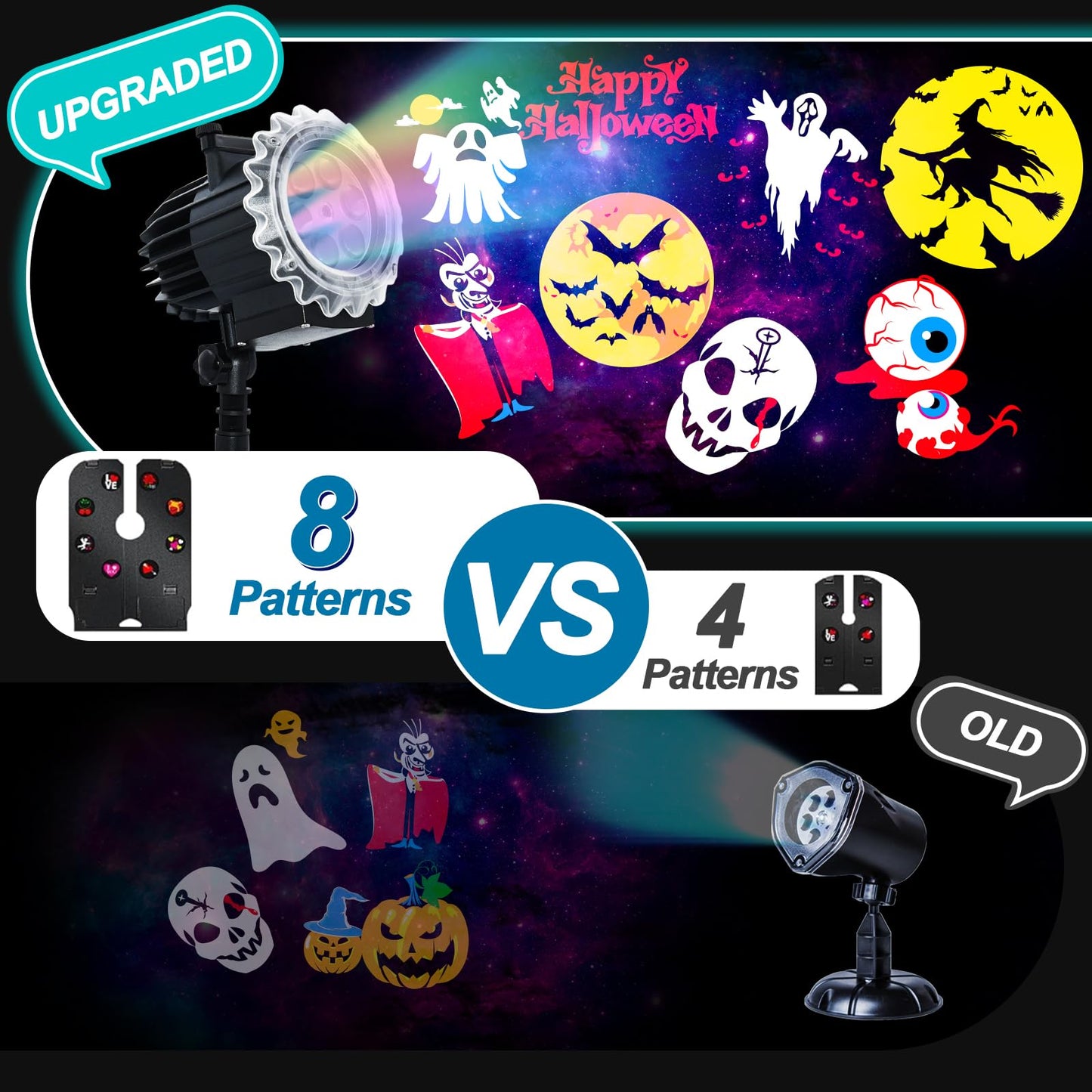 Halloween Decorations,MOSSNDAR 96 HD Patterns Halloween Christmas Projector Light Outdoor,Holiday Projector Light with RF Remote,Waterproof Landscape Lamp Projector for Garden Party,Xmas New Year Gift