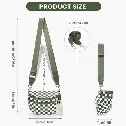 Checkered Crossbody Bum Bags for Women Nylon Checkered Purse Checkerboard Fanny Pack