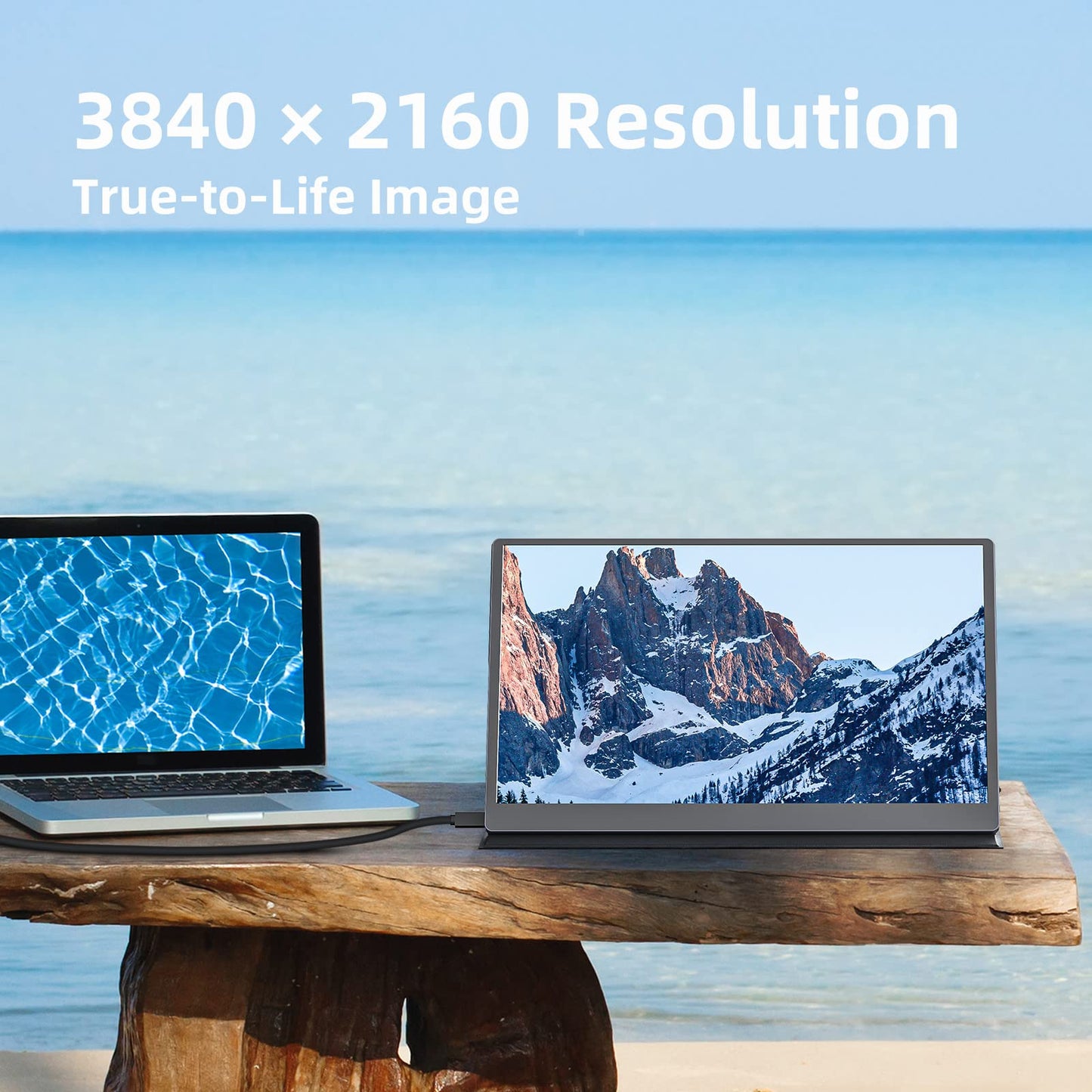 Portable Monitor 15.6" FHD 87% sRGB 60Hz IPS HDR HDMI USB-C Travel Monitor for Laptop MacBook PC Surface PS5 Xbox, External Display with Kickstand & Speakers, VESA Compatible