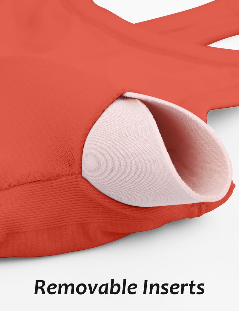 MathCat Workout Tank Tops for Women with Built in Bra, Sleeveless Gym Tops Seamless Racerback Athletic Yoga Shirts Coral