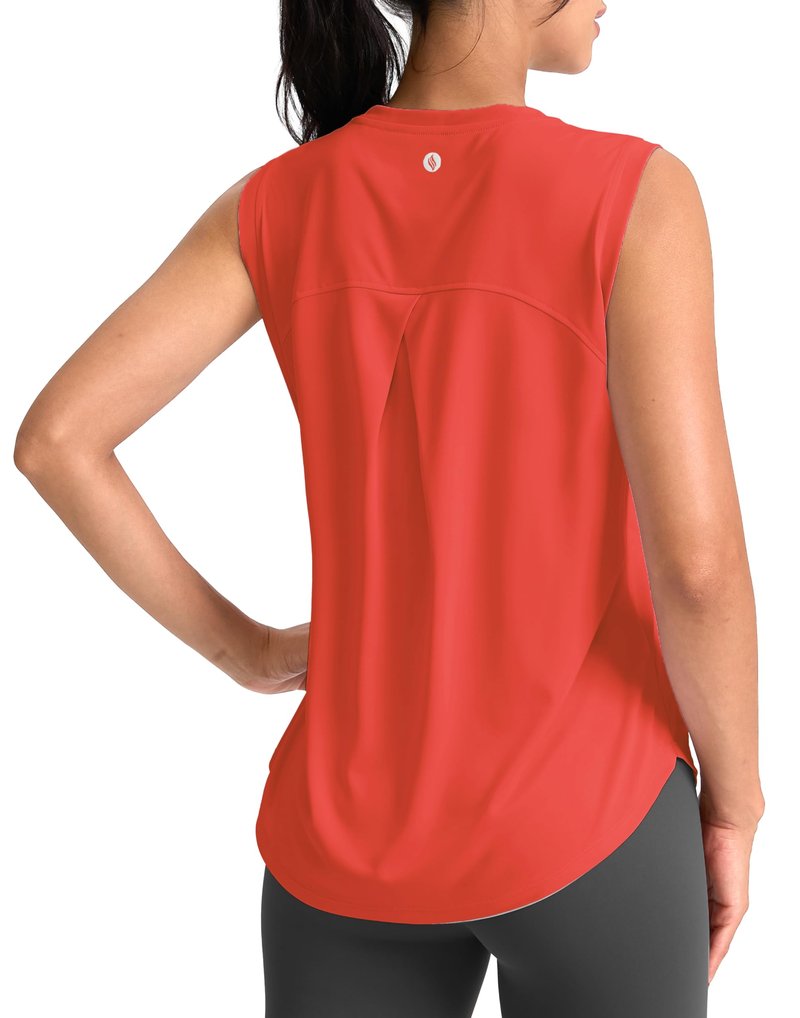 SANTINY Women's Sleeveless Workout Tops Breathable Lightweight Active Tennis Yoga Shirts Athletic Running Tank Tops for Women (Red_S)