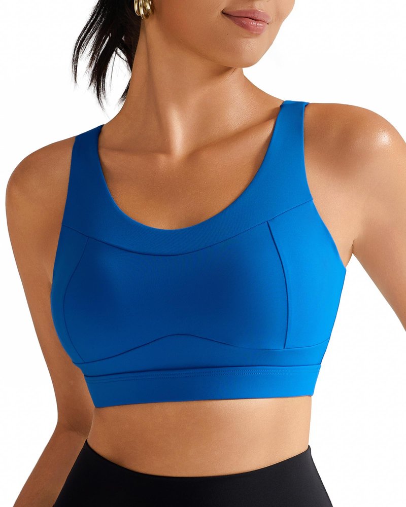 RUNNING GIRL High Impact Sports Bras for Women,Racerback Running Bra Workout Crop Tank Tops Longline Sports Bra Push up(WX2667 Cerulean Blue L)