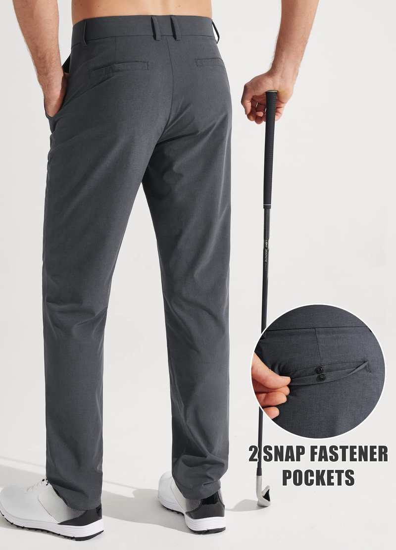 Libin Mens Golf Pants Classic Fit Stretch Work Dress Pants 32" Quick Dry Lightweight Business Casual Trousers Comfort Water Resistant, Iron Grey, 33W x 32L