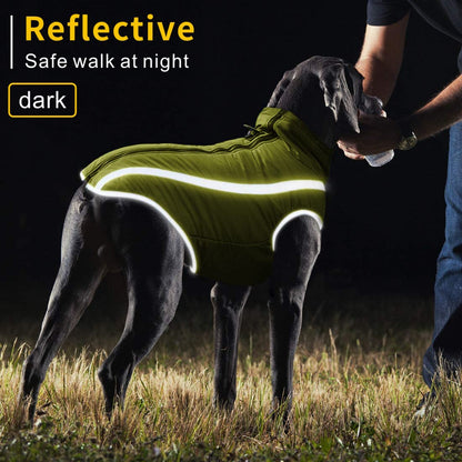 Idepet Waterproof Dog Coat Winter Warm Jacket,Windproof Pet Clothes Dog Jacket Outfit for Small Medium Large Dogs with Harness Hole XL-6XL