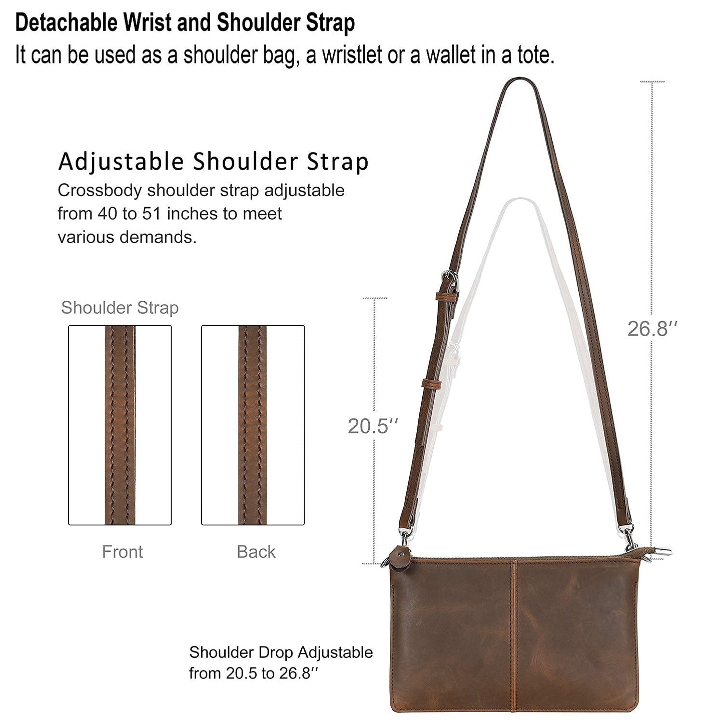 befen Leather Wristlet Clutch Wallet Slim Purse and Handbags Small Envelope Crossbody Bags for Women